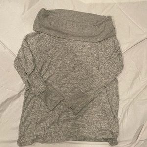 Off the shoulder gray tunic length sweater